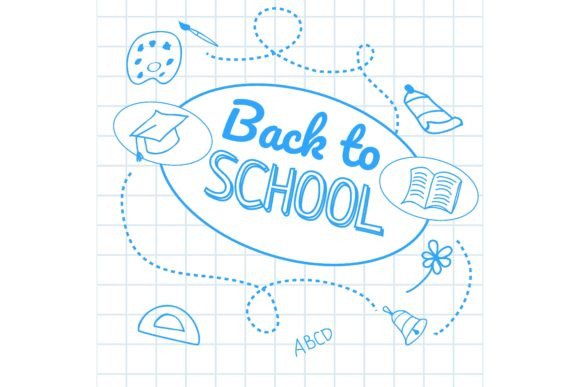 Back to School Inscription in Oval on Sq