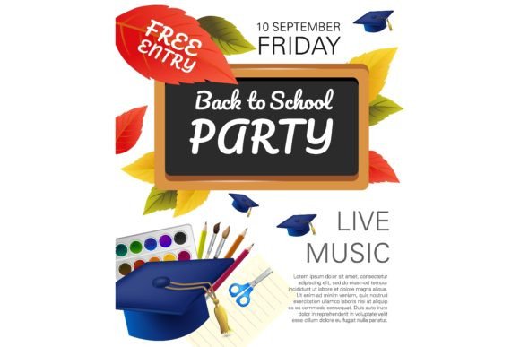 Back to School Party Flyer Design with P