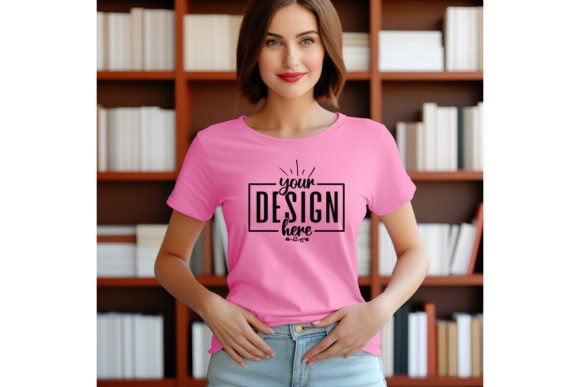 Back to School Pink Woman T-Shirt Mockup