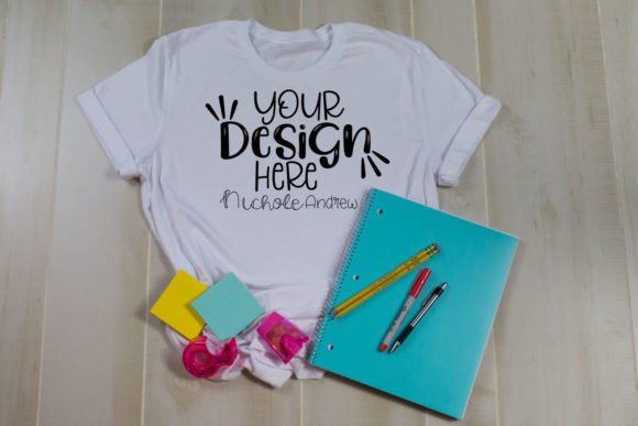 Back to School T-Shirt Flat Lay Mockup