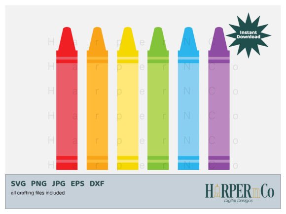 Rainbow Crayons SVG Back to School PNG